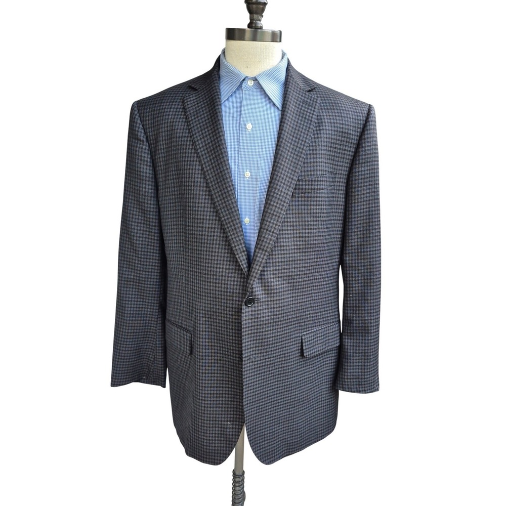 Paul Betenly Mens J-Sergio Grey Wool Plaid Sport Coat Blazer Sport Coat 46L